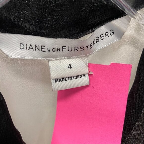 Diane Von Furstenberg Ivory Silk w/Black Blouse - Picture 4 of 4